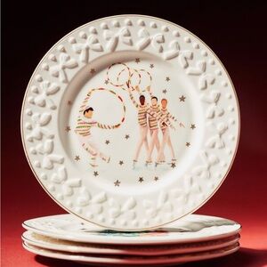 New Anthropologie New York City Ballet Candy Cane Dessert Plate